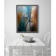 Quadro decorativo pintado a mão tema arvores e passarinhos estilo moderno 3a, vertical,  80x100 