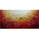 Quadro decorativo pintado a mão tema arvores e passarinhos estilo moderno 2a 60x120