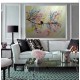 Quadro decorativo pintado a mão tema arvores e passarinhos estilo moderno 2a  funco clarinho 70x90  código 1288