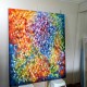 Quadro abstrato multicolorido pintado a mão, vertical 140x160 