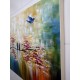 Quadro pintado a mão arvore e passarinhos medida 60x80 