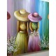Quadro pintado a mão tema floristas, camponesas  80x150 