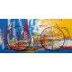 Quadro decorativo pintado a mão tema bike, ciclismo, bicicleta medida 60x120 