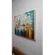 Quadro pintado a mão arvore e passarinhos medida 50x70