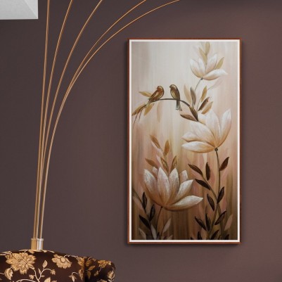 Quadro decorativo floral moderno abstrato,modelo 3, cor rosa antigo,  medida 100x50 código 