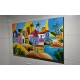 Quadro decorativo pintado a mão releitura de Tarsila do Amaral por Katia Almeida , 60x100 