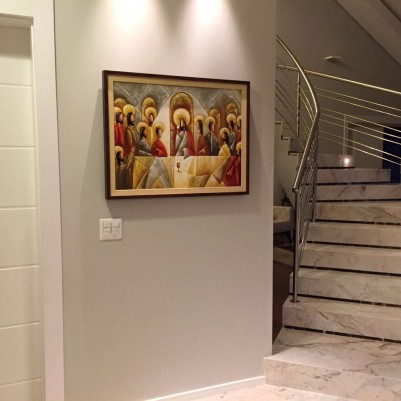 Quadro pintado a mão Santa ceia espatulada,para decoração medida 60x80 códio 970