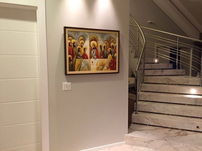 Quadro pintado a mão Santa ceia espatulada,para decoração medida 60x80 códio 970